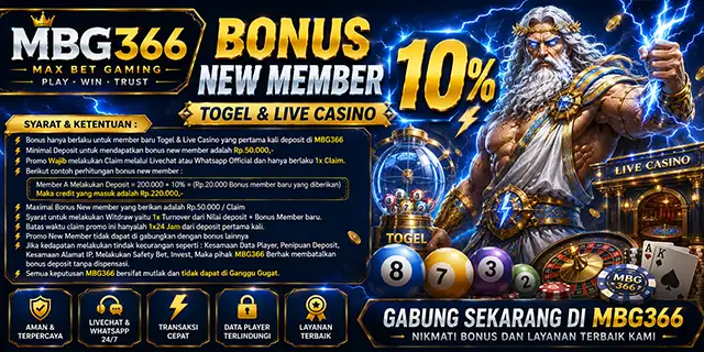 BONUS NEW MEMBER TOGEL & LIVE CASINO